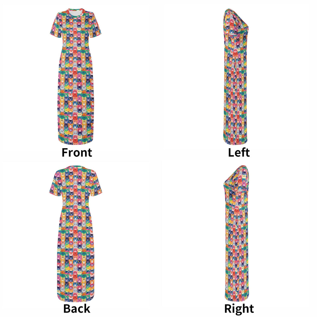 colorful-pop-arts-cats-v12-bodycon-maxi-dress-long-dress-jlr-design-jlr-design-de-7 - JLR Design