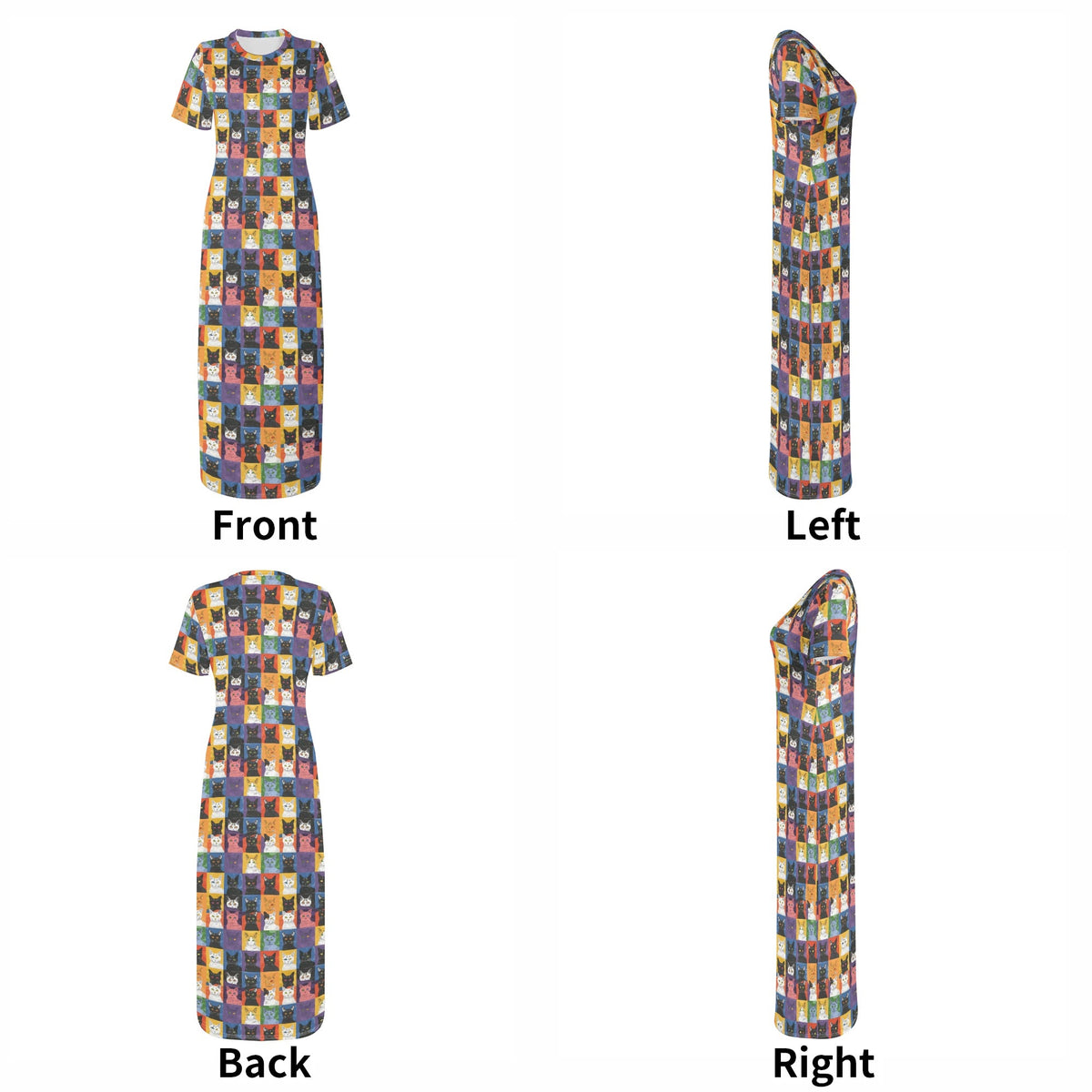 colorful-pop-arts-cats-v13-bodycon-maxi-dress-long-dress-jlr-design-jlr-design-de-7 - JLR Design