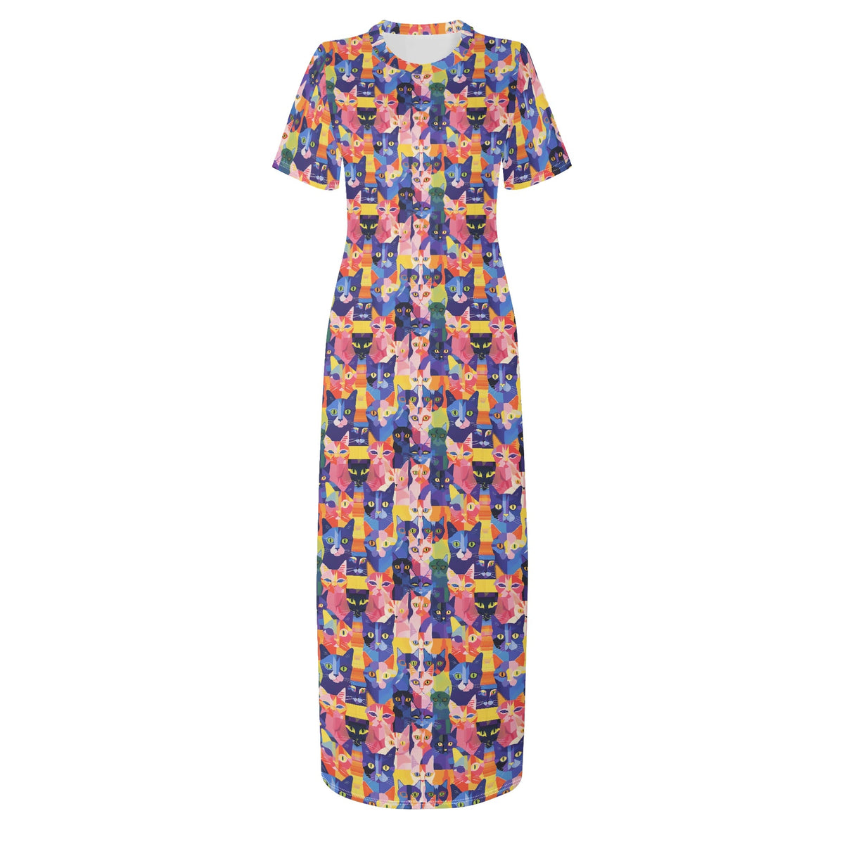 colorful-pop-arts-cats-v14-bodycon-maxi-dress-long-dress-jlr-design-jlr-design-de-3 - JLR Design