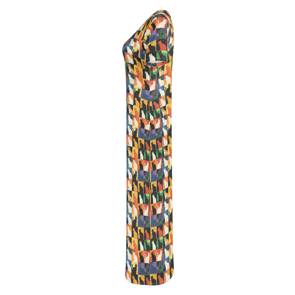 colorful-pop-arts-cats-v15-bodycon-maxi-dress-long-dress-jlr-design-jlr-design-de-6 - JLR Design