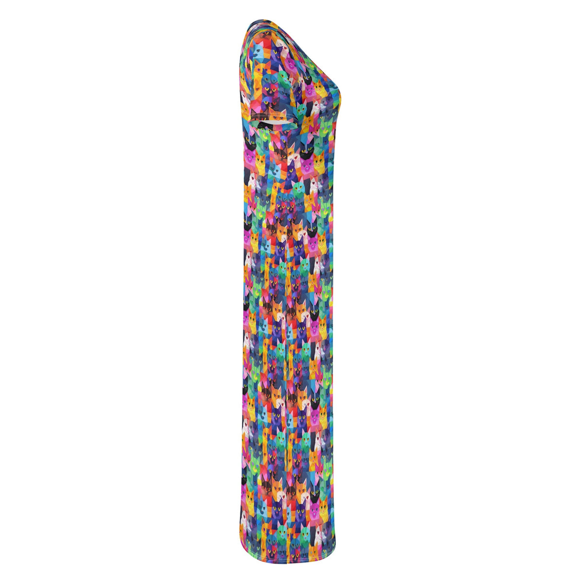 colorful-pop-arts-cats-v18-bodycon-maxi-dress-long-dress-jlr-design-jlr-design-de-5 - JLR Design