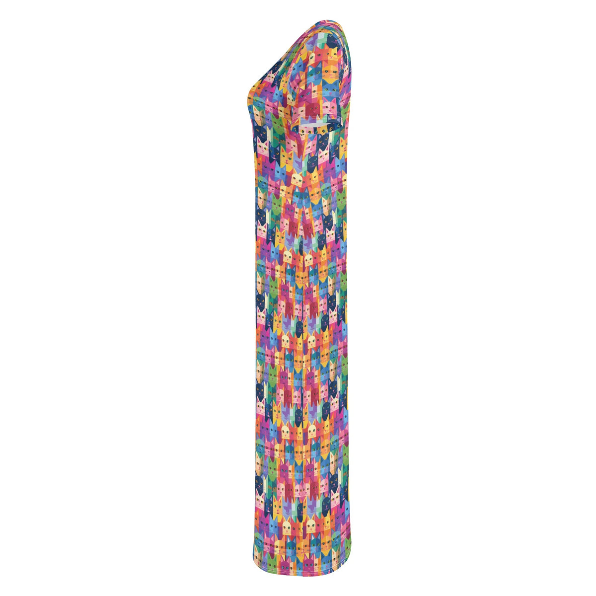 colorful-pop-arts-cats-v2-bodycon-maxi-dress-long-dress-jlr-design-jlr-design-de-6 - JLR Design
