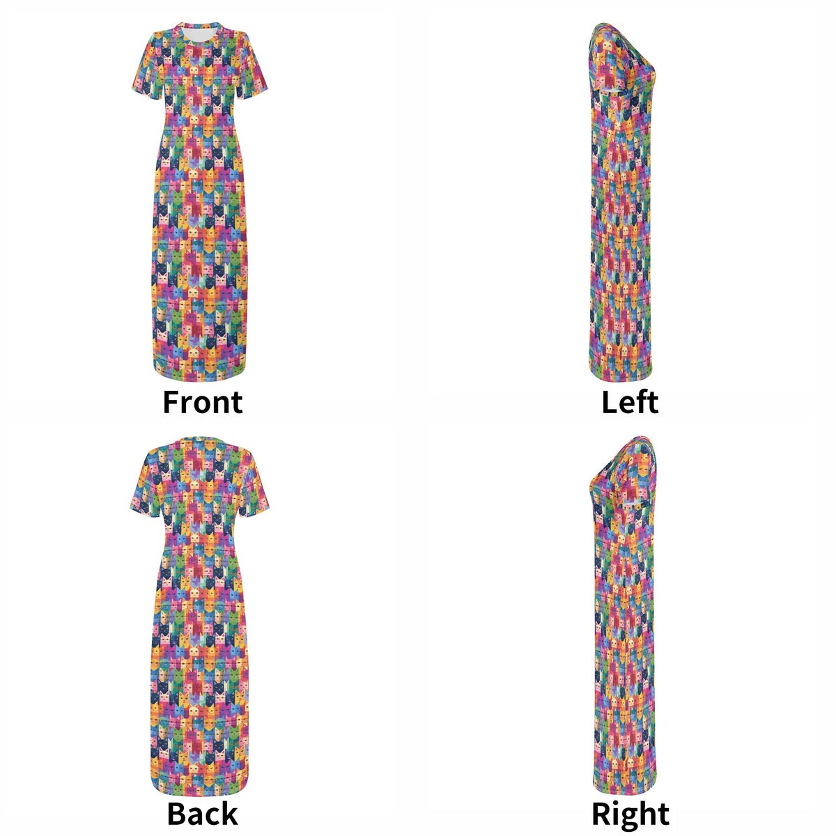 colorful-pop-arts-cats-v2-bodycon-maxi-dress-long-dress-jlr-design-jlr-design-de-7 - JLR Design