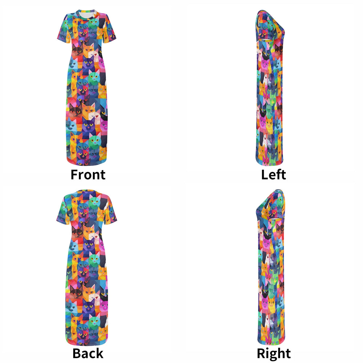 colorful-pop-arts-cats-v20-bodycon-maxi-dress-long-dress-jlr-design-jlr-design-de-7 - JLR Design