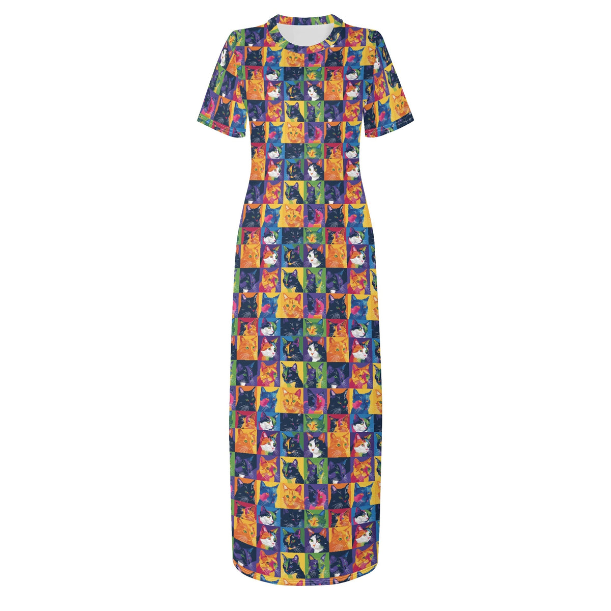 colorful-pop-arts-cats-v3-bodycon-maxi-dress-long-dress-jlr-design-jlr-design-de-3 - JLR Design