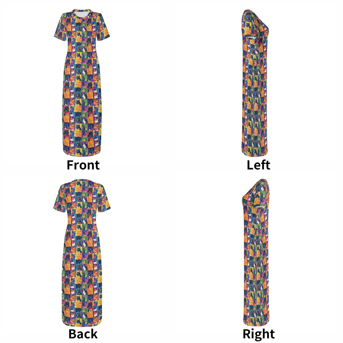 colorful-pop-arts-cats-v3-bodycon-maxi-dress-long-dress-jlr-design-jlr-design-de-7 - JLR Design