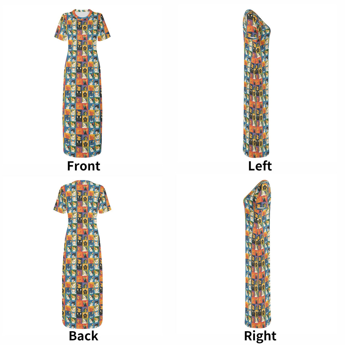 colorful-pop-arts-cats-v4-bodycon-maxi-dress-long-dress-jlr-design-jlr-design-de-7 - JLR Design