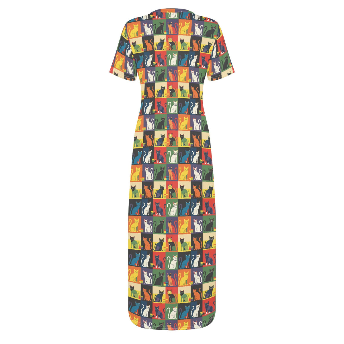 colorful-pop-arts-cats-v5-bodycon-maxi-dress-long-dress-jlr-design-jlr-design-de-4 - JLR Design