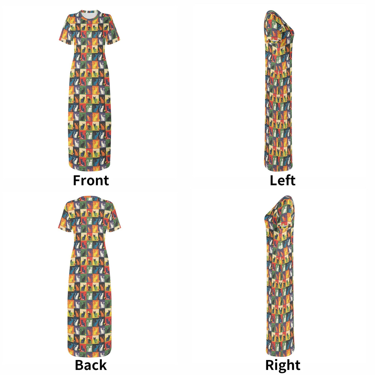 colorful-pop-arts-cats-v5-bodycon-maxi-dress-long-dress-jlr-design-jlr-design-de-7 - JLR Design