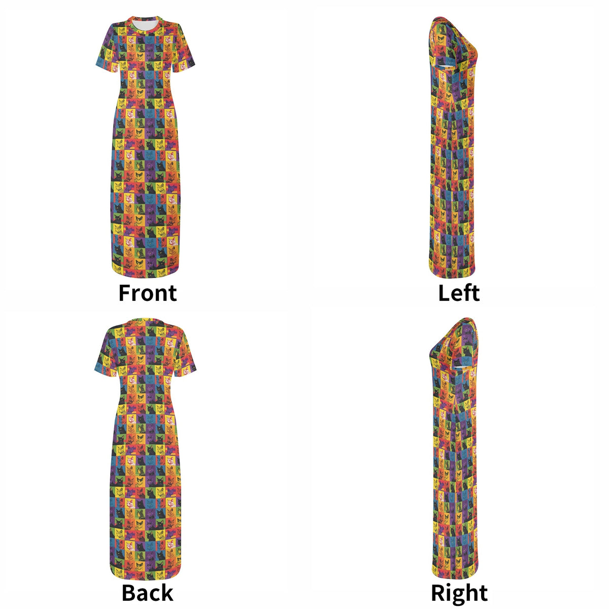 colorful-pop-arts-cats-v7-bodycon-maxi-dress-long-dress-jlr-design-jlr-design-de-7 - JLR Design