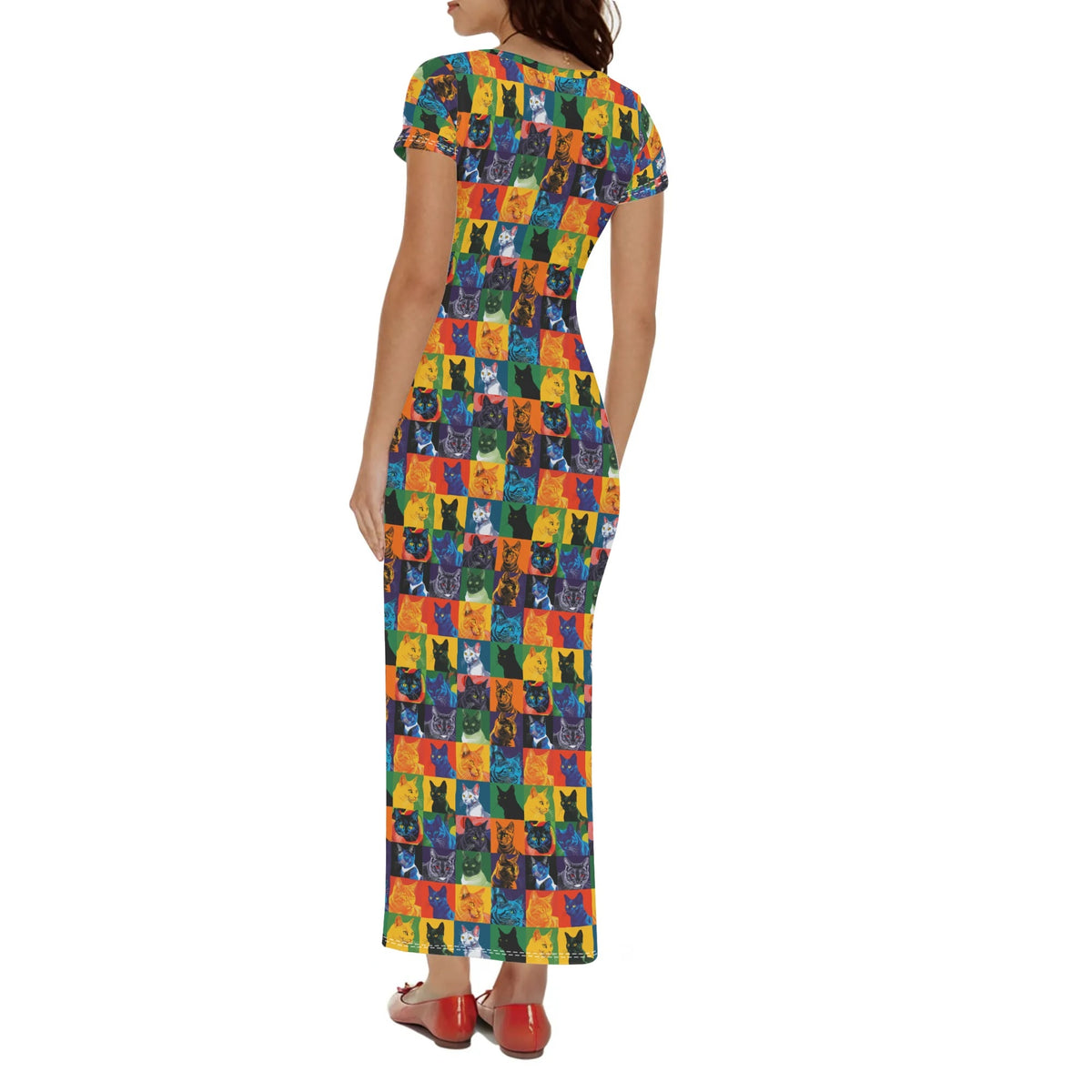 colorful-pop-arts-cats-v8-bodycon-maxi-dress-long-dress-jlr-design-jlr-design-de-2 - JLR Design