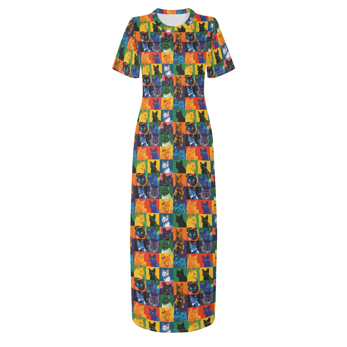 colorful-pop-arts-cats-v8-bodycon-maxi-dress-long-dress-jlr-design-jlr-design-de-3 - JLR Design