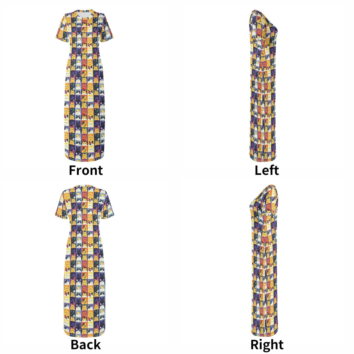 colorful-pop-arts-cats-v9-bodycon-maxi-dress-long-dress-jlr-design-jlr-design-de-7 - JLR Design