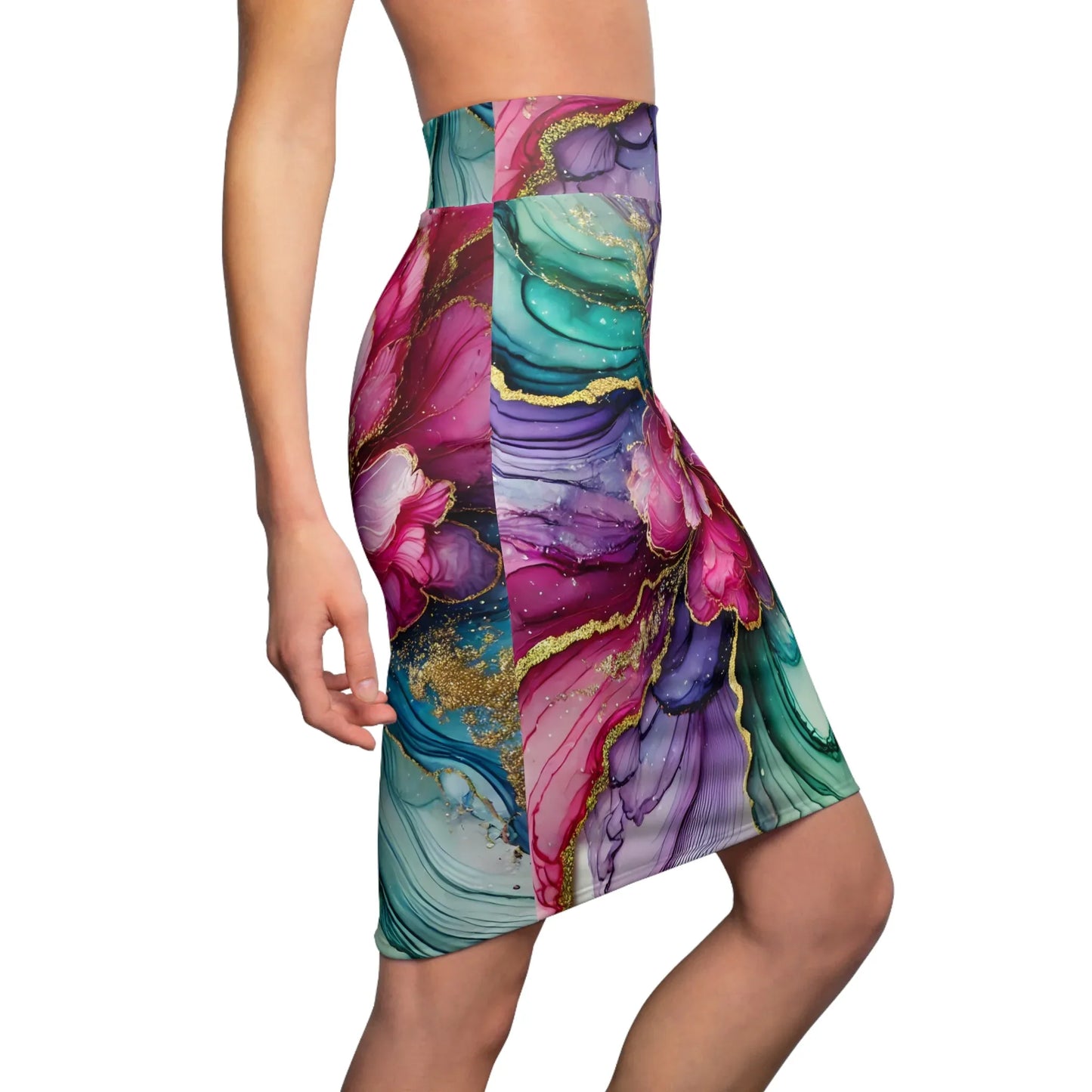 cosmic-blossom-bleistiftrock-fur-damen-eleganter-mid-waist-rock-mit-stretch-komfort-bleistiftrock-jlr-design-3 - JLR Design