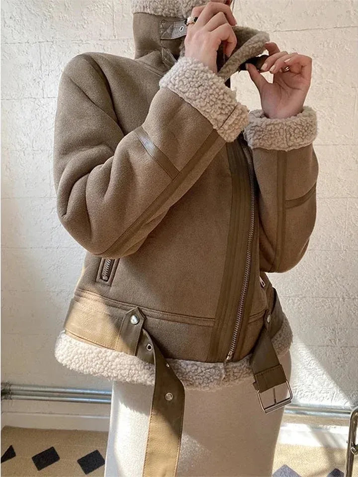 damen-bikerjacke-in-wildleder-optik-streetwear-jacke-mit-gurtel-and-zippern-jacke-jlr-design-1 - JLR Design