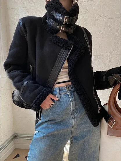 damen-bikerjacke-in-wildleder-optik-streetwear-jacke-mit-gurtel-and-zippern-jacke-jlr-design-18 - JLR Design