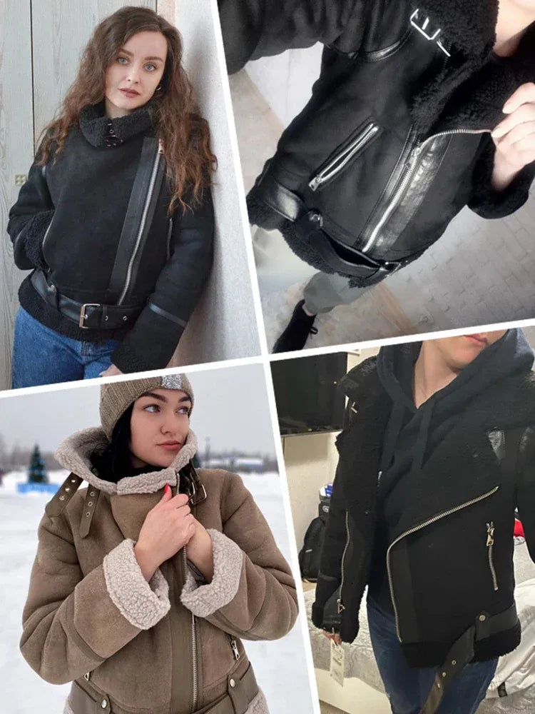 damen-bikerjacke-in-wildleder-optik-streetwear-jacke-mit-gurtel-and-zippern-jacke-jlr-design-3 - JLR Design