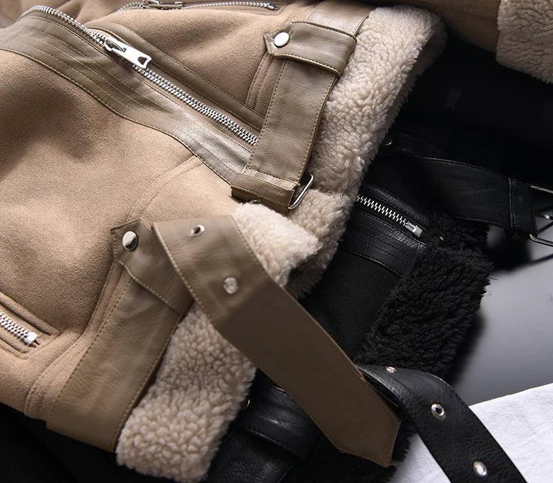 damen-bikerjacke-in-wildleder-optik-streetwear-jacke-mit-gurtel-and-zippern-jacke-jlr-design-5 - JLR Design