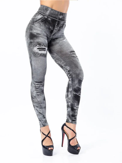 damen-high-waist-stretch-leggings-denim-look-figurbetont-and-bequem-fur-den-alltag-leggings-jlr-design-11 - JLR Design