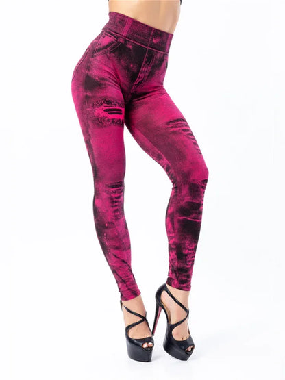 damen-high-waist-stretch-leggings-denim-look-figurbetont-and-bequem-fur-den-alltag-leggings-jlr-design-13 - JLR Design