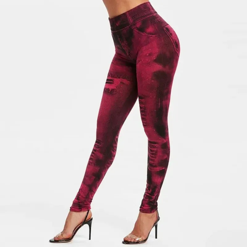 damen-high-waist-stretch-leggings-denim-look-figurbetont-and-bequem-fur-den-alltag-leggings-jlr-design-15 - JLR Design