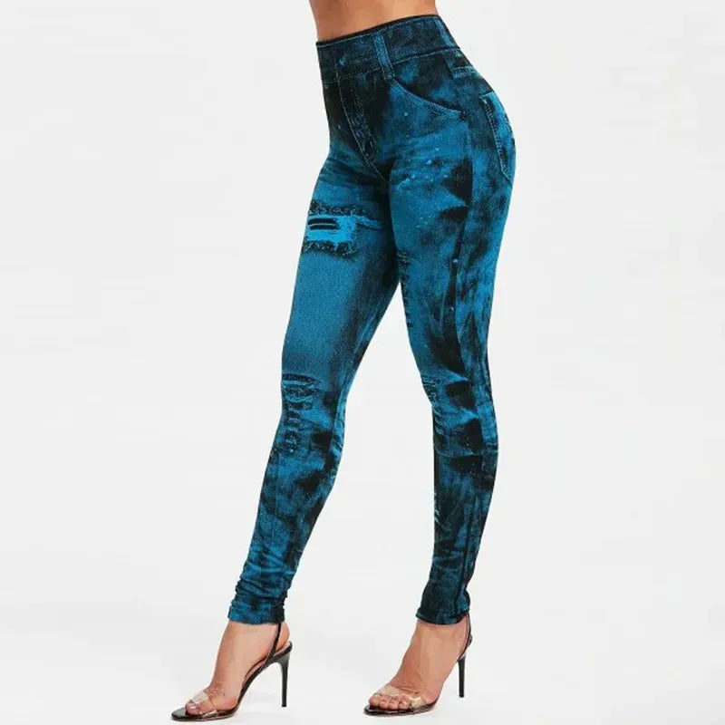 damen-high-waist-stretch-leggings-denim-look-figurbetont-and-bequem-fur-den-alltag-leggings-jlr-design-18 - JLR Design