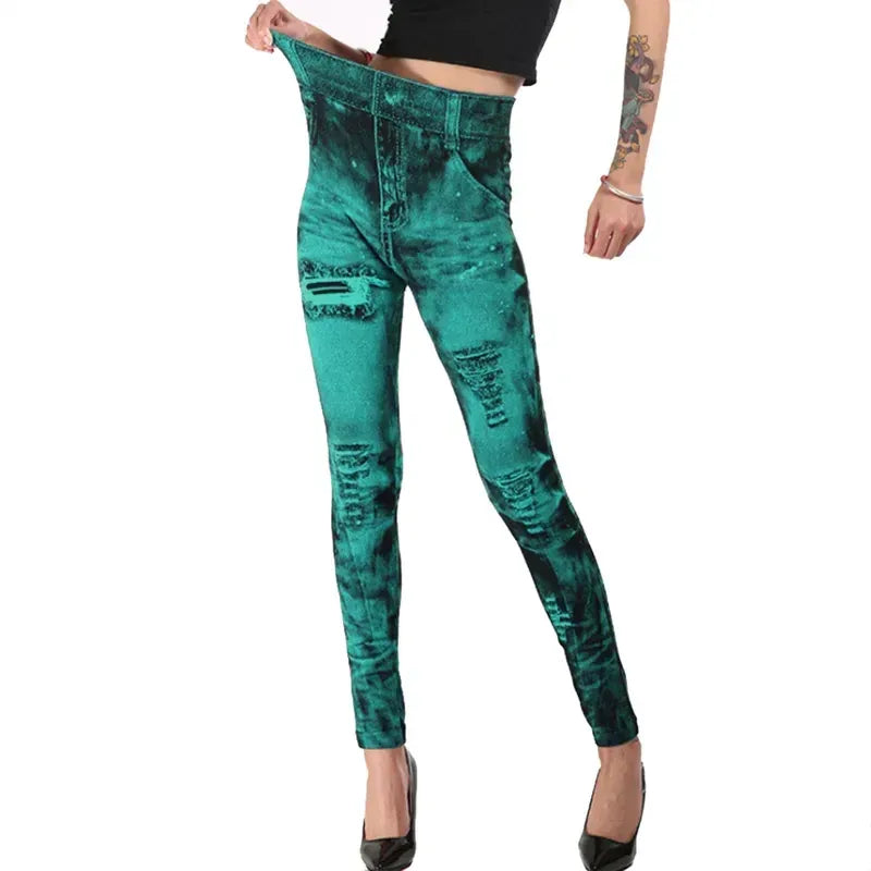 damen-high-waist-stretch-leggings-denim-look-figurbetont-and-bequem-fur-den-alltag-leggings-jlr-design-19 - JLR Design