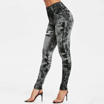 damen-high-waist-stretch-leggings-denim-look-figurbetont-and-bequem-fur-den-alltag-leggings-jlr-design-20 - JLR Design