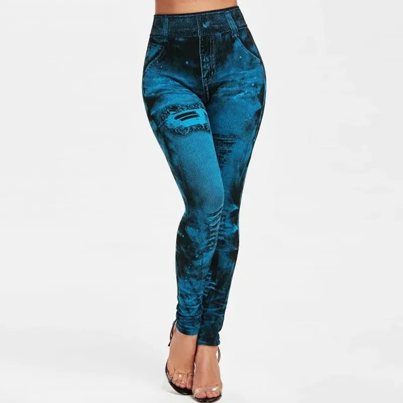 damen-high-waist-stretch-leggings-denim-look-figurbetont-and-bequem-fur-den-alltag-leggings-jlr-design-5 - JLR Design