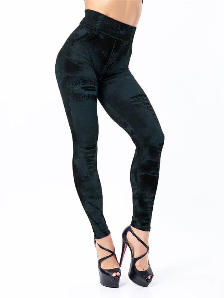 damen-high-waist-stretch-leggings-denim-look-figurbetont-and-bequem-fur-den-alltag-leggings-jlr-design-7 - JLR Design