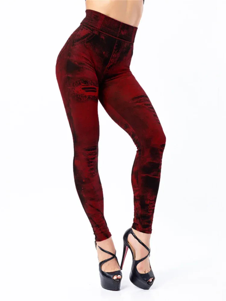 damen-high-waist-stretch-leggings-denim-look-figurbetont-and-bequem-fur-den-alltag-leggings-jlr-design-8 - JLR Design