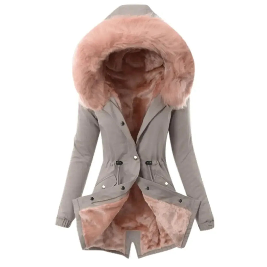 damen-winterjacke-slim-fit-mit-pelzkragen-dick-gefutterter-parka-in-woll-optik-jacke-jlr-design-2 - JLR Design