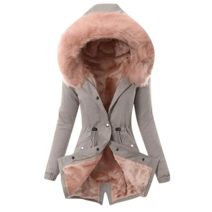 damen-winterjacke-slim-fit-mit-pelzkragen-dick-gefutterter-parka-in-woll-optik-jacke-jlr-design-2 - JLR Design