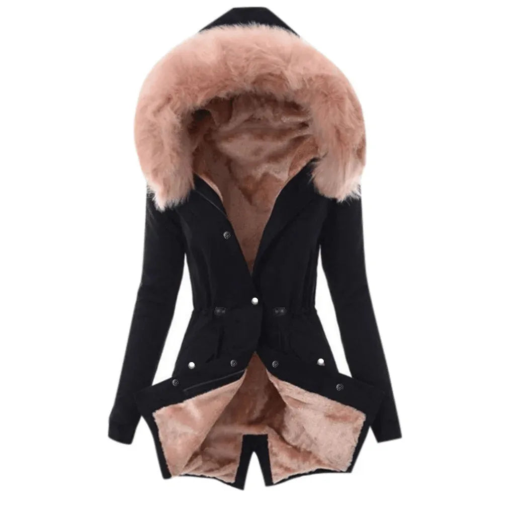 damen-winterjacke-slim-fit-mit-pelzkragen-dick-gefutterter-parka-in-woll-optik-jacke-jlr-design-4 - JLR Design