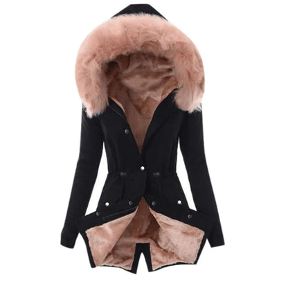 damen-winterjacke-slim-fit-mit-pelzkragen-dick-gefutterter-parka-in-woll-optik-jacke-jlr-design-4 - JLR Design
