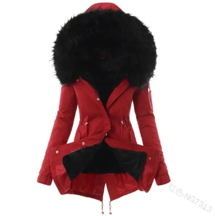 damen-winterjacke-slim-fit-mit-pelzkragen-dick-gefutterter-parka-in-woll-optik-jacke-jlr-design-7 - JLR Design