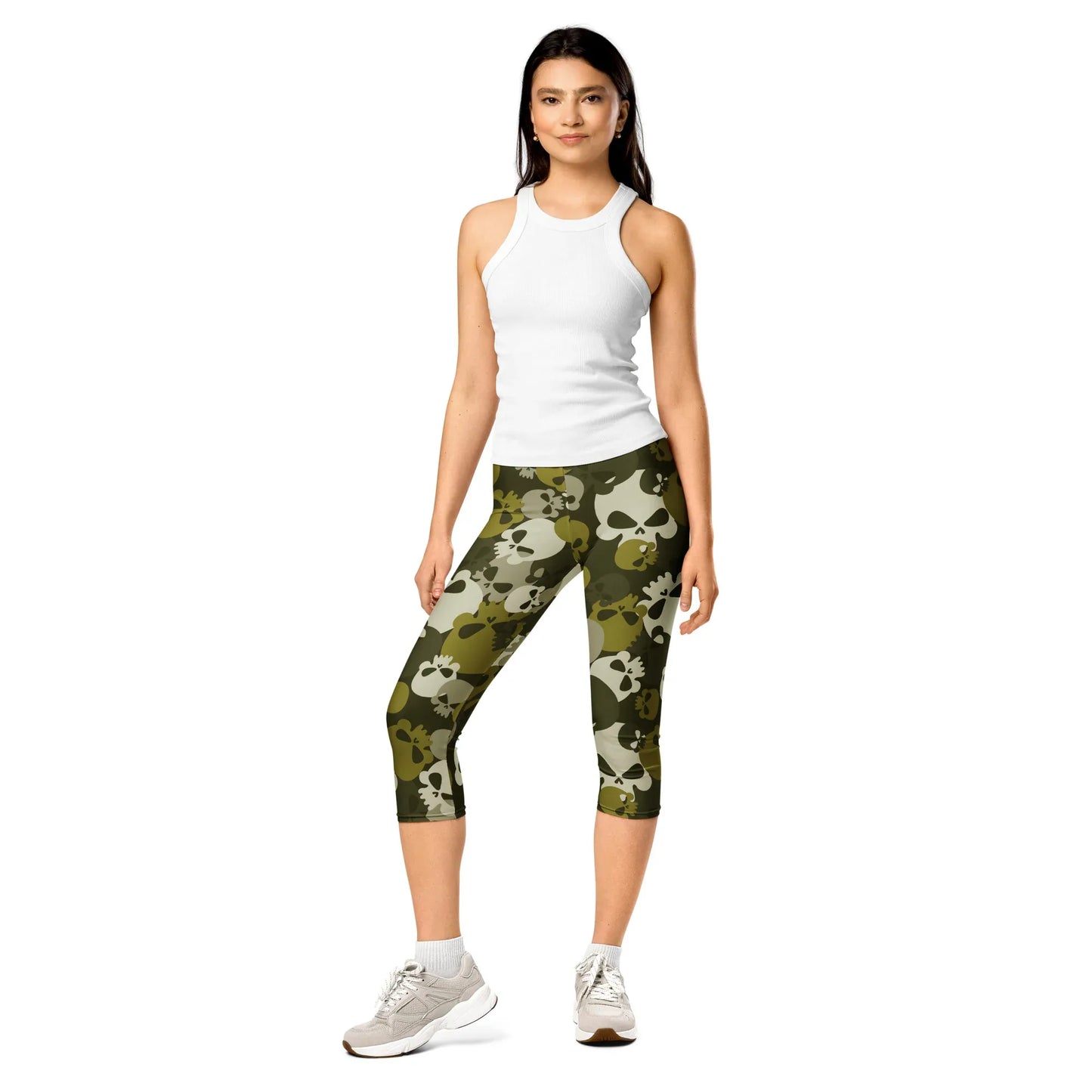 dark-green-skull-damen-capri-leggings-capri-leggings-jlr-design-10 - JLR Design