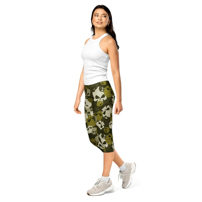 dark-green-skull-damen-capri-leggings-capri-leggings-jlr-design-11 - JLR Design