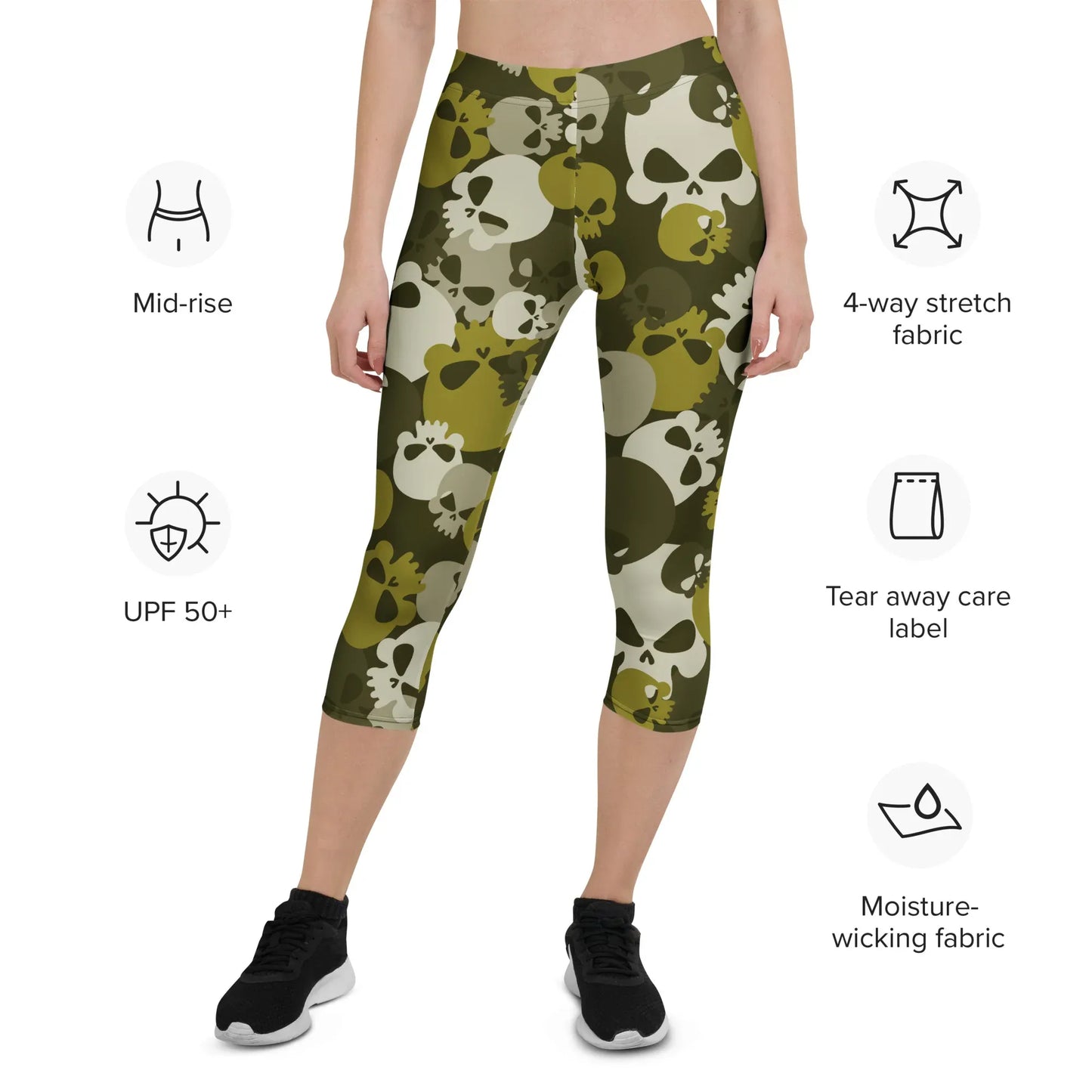 dark-green-skull-damen-capri-leggings-capri-leggings-jlr-design-2 - JLR Design