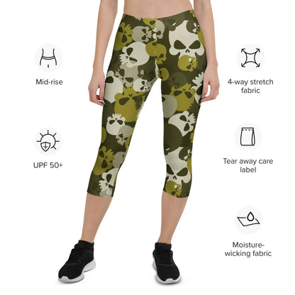 dark-green-skull-damen-capri-leggings-capri-leggings-jlr-design-2 - JLR Design
