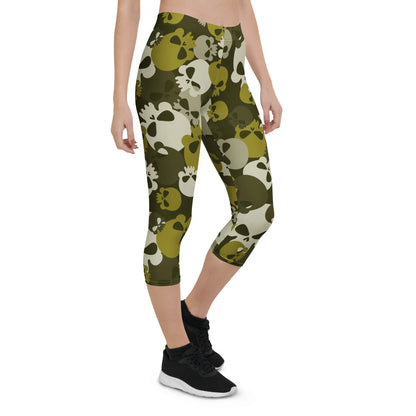 dark-green-skull-damen-capri-leggings-capri-leggings-jlr-design-3 - JLR Design