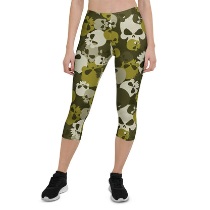 dark-green-skull-damen-capri-leggings-capri-leggings-jlr-design-8 - JLR Design