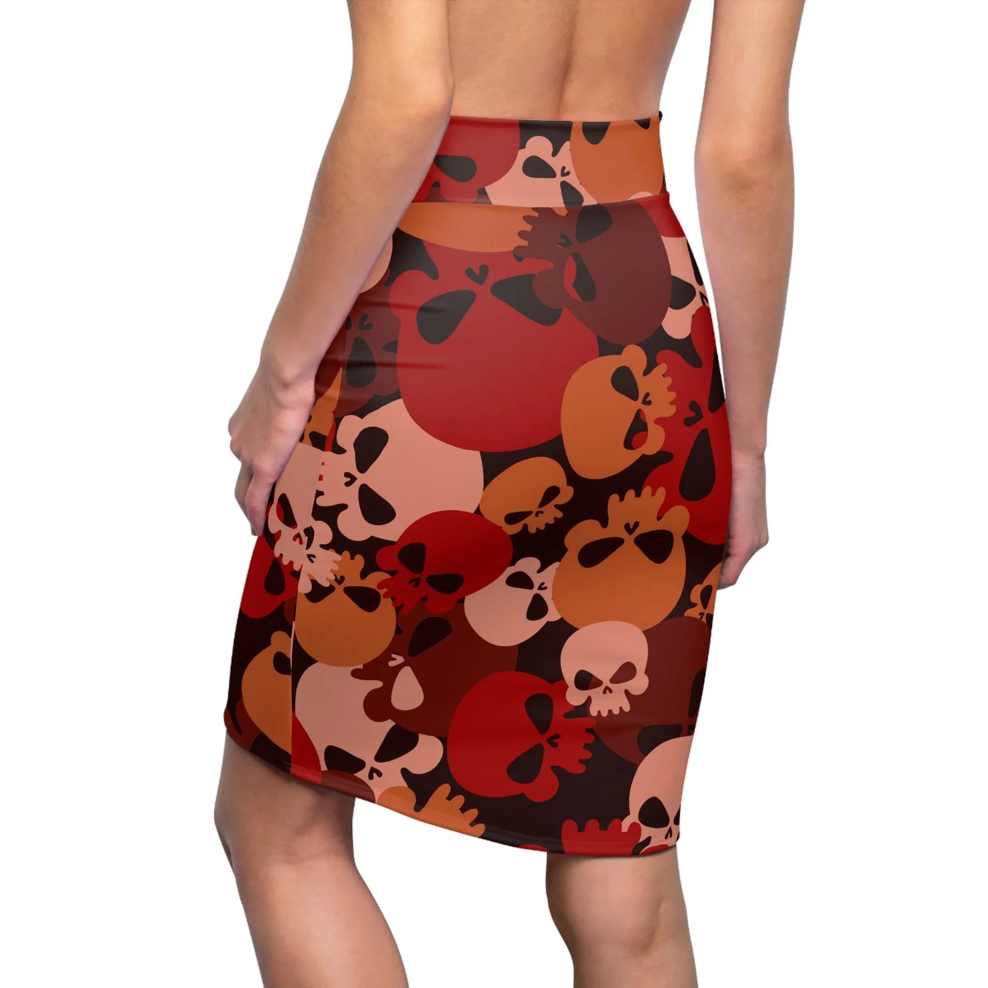 dark-red-skull-bleistiftrock-fur-damen-eleganter-mid-waist-rock-mit-stretch-komfort-bleistiftrock-jlr-design-2 - JLR Design