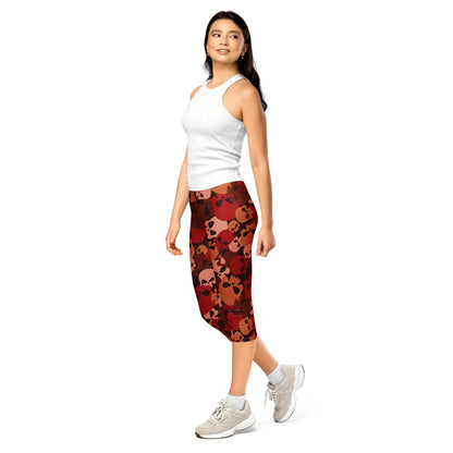 dark-red-skull-damen-capri-leggings-capri-leggings-jlr-design-2 - JLR Design