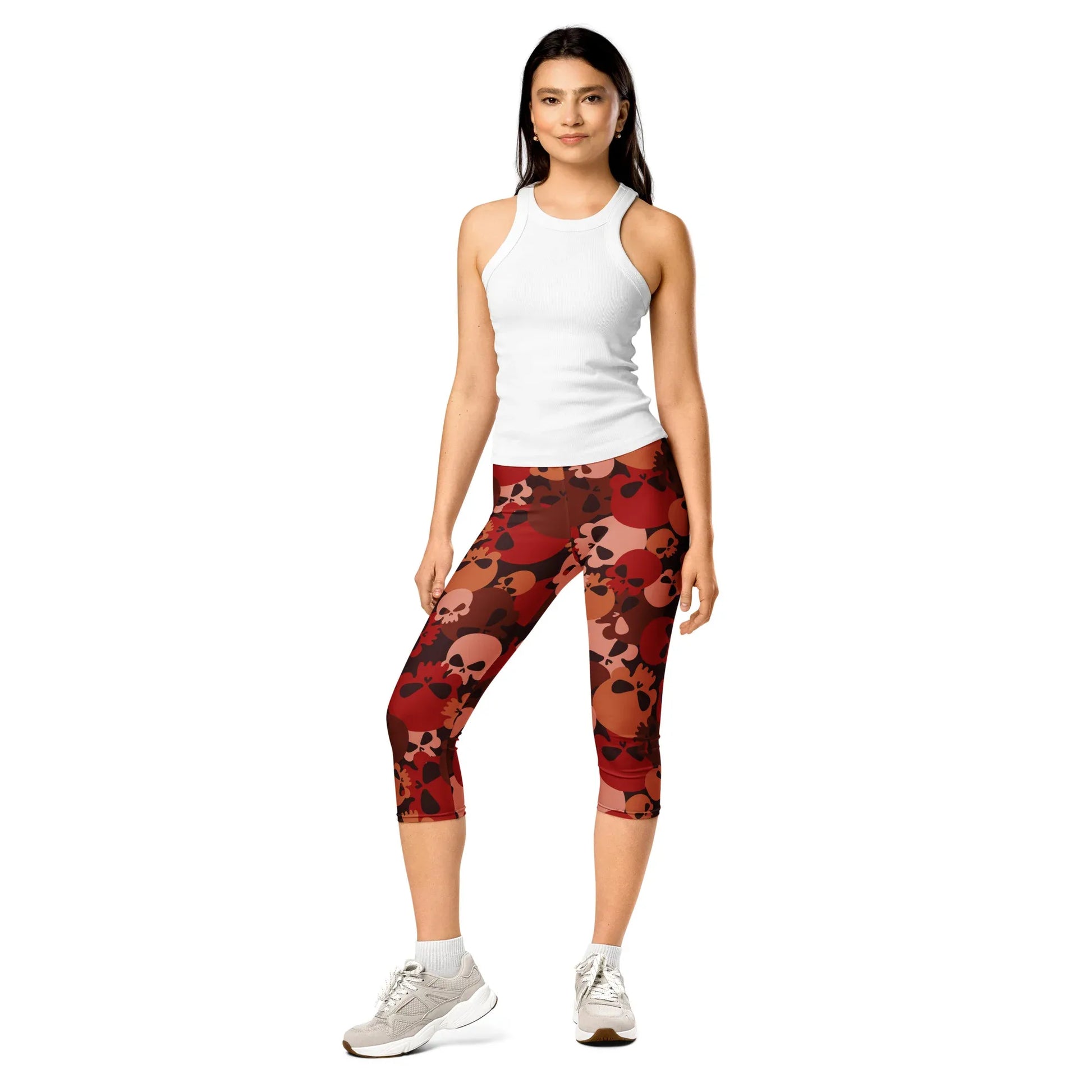 dark-red-skull-damen-capri-leggings-capri-leggings-jlr-design-3 - JLR Design
