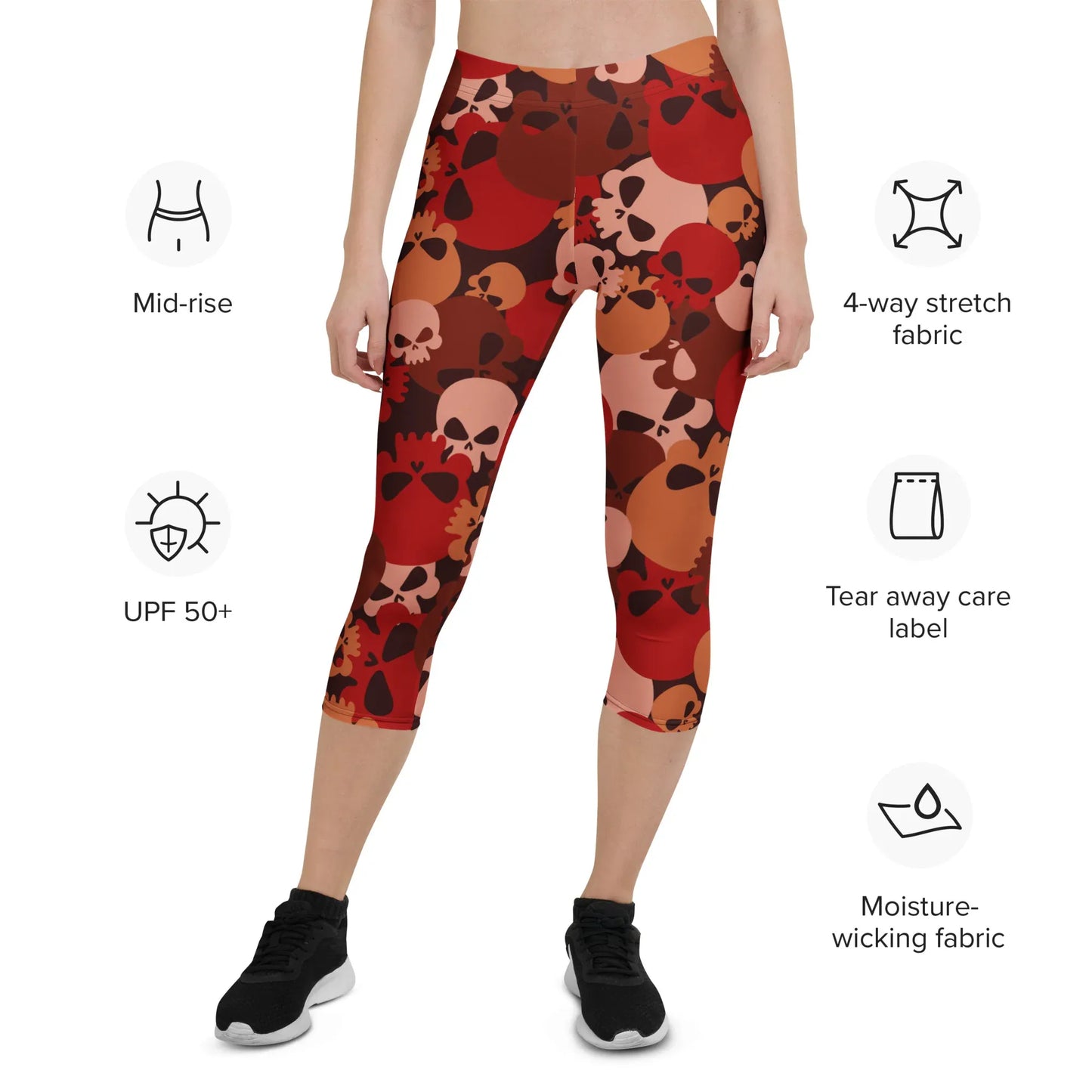 dark-red-skull-damen-capri-leggings-capri-leggings-jlr-design-6 - JLR Design