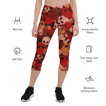 dark-red-skull-damen-capri-leggings-capri-leggings-jlr-design-6 - JLR Design