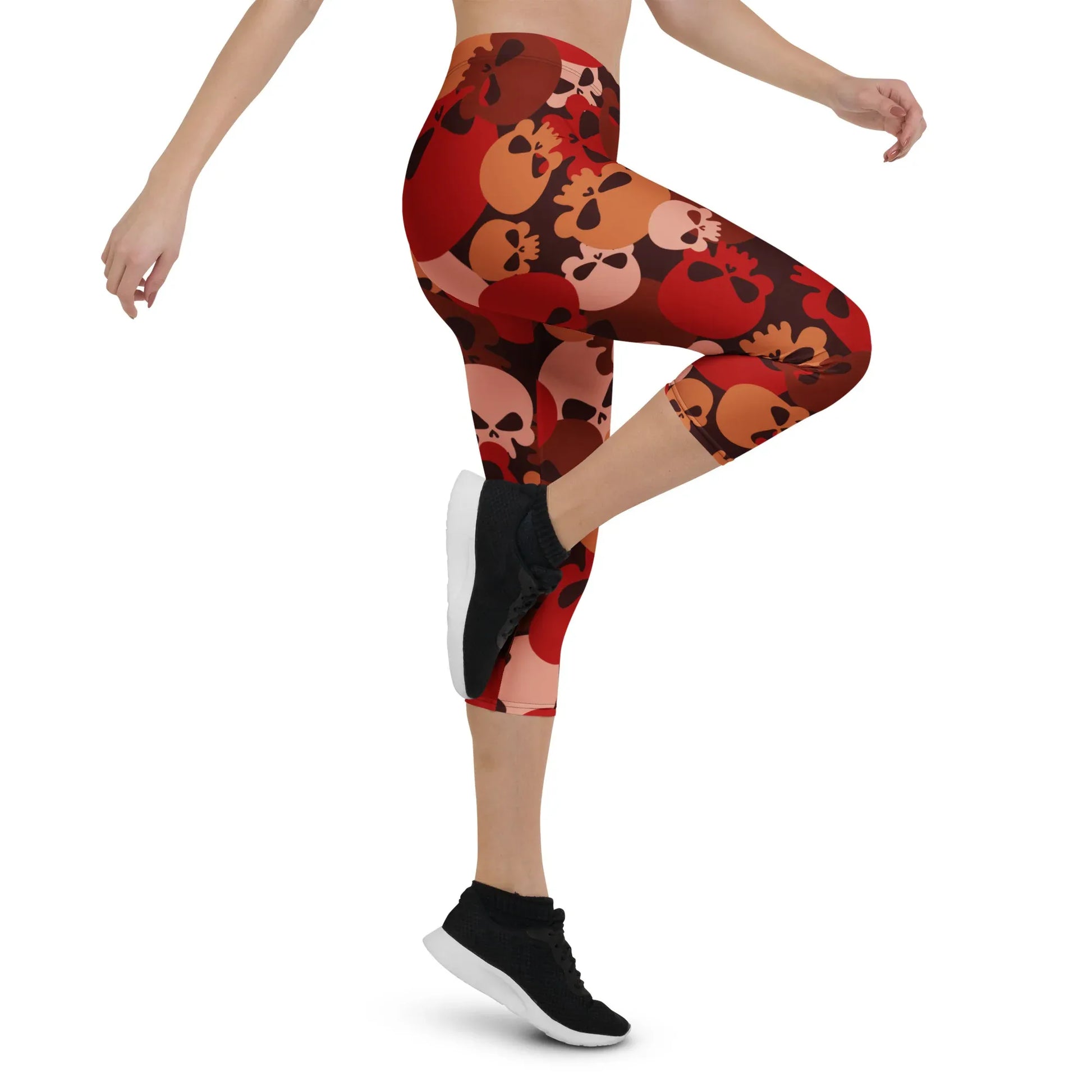 dark-red-skull-damen-capri-leggings-capri-leggings-jlr-design-9 - JLR Design