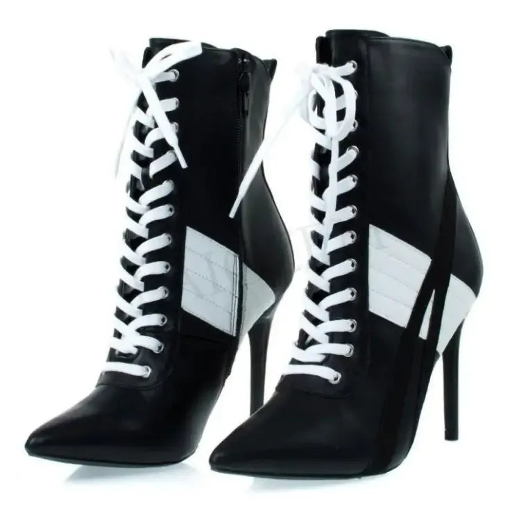 edle-schnurstiefeletten-mit-kontrast-schwarz-weiss-fur-einen-modernen-look-high-heels-jlr-design-2 - JLR Design