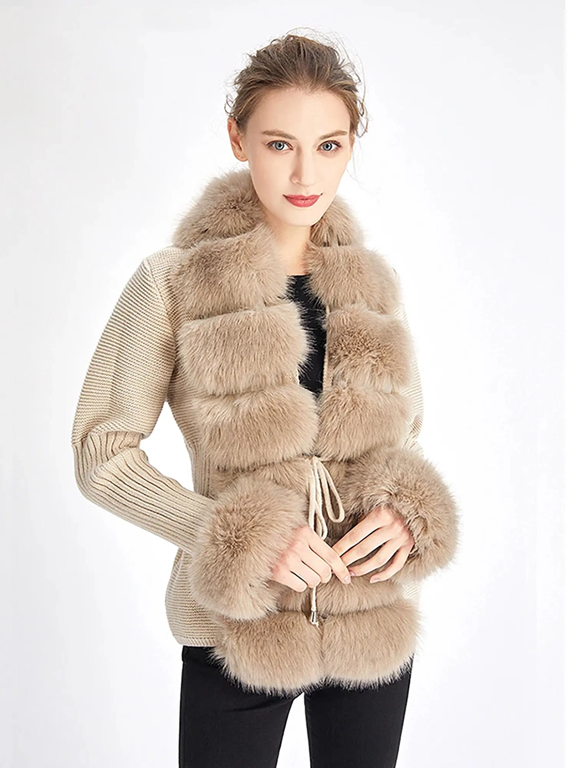 eleganter-damen-kunstfell-cardigan-flauschiger-strickmantel-mit-abnehmbarem-kragen-fur-herbst-and-winter-cardigan-jlr-design-17 - JLR Design